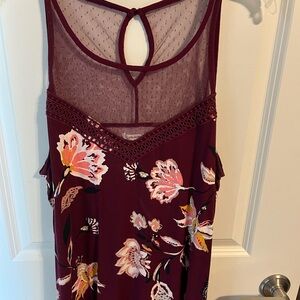 Maurices Burgundy Floral Tank Top